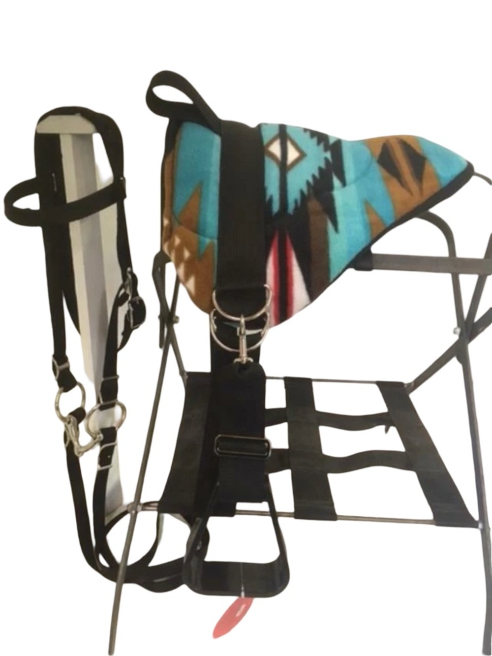 MINIATURE HORSE / SM PONY BAREBACK SADDLE PAD SET  TURQ BLK